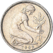 Moneta, GERMANIA - REPUBBLICA FEDERALE, 50 Pfennig, 1969
