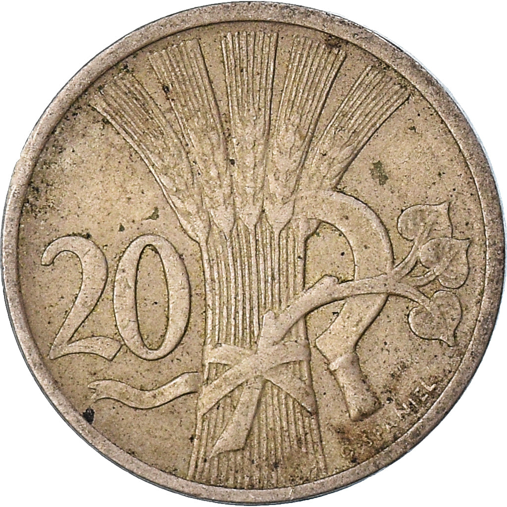 Coin, Czechoslovakia, 20 Haleru, 1921