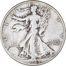 Coin, United States, Half Dollar, 1943, Philadelphia, VF(30-35), Silver, KM:142
