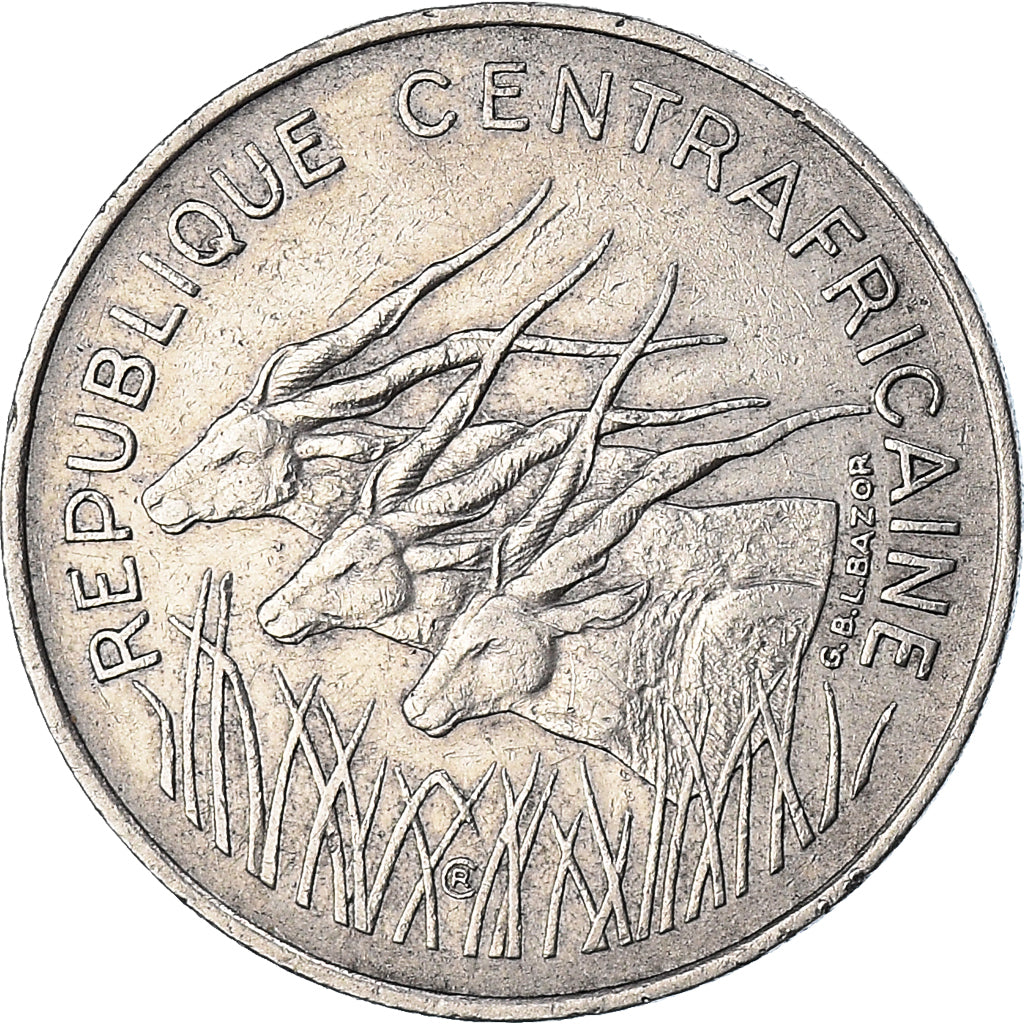 Moneta, Republika Środkowej Afryki, 100 Francs, 1975