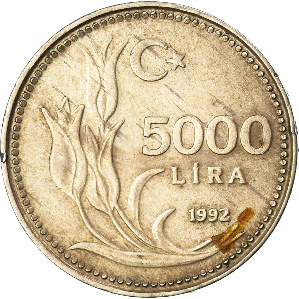 Moeda, Turquia, 5000 Lira, 1992