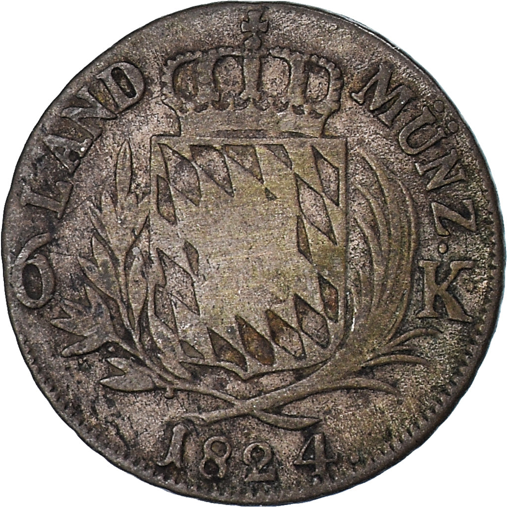 Münze, Deutsch Staaten, 6 Kreuzer, 1824