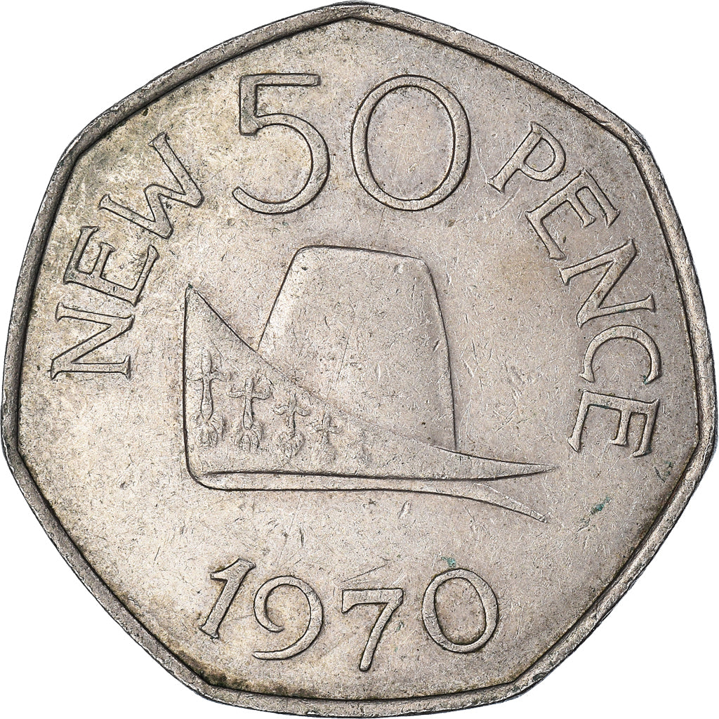 Moneta, Guernsey, 50 New Pence, 1970