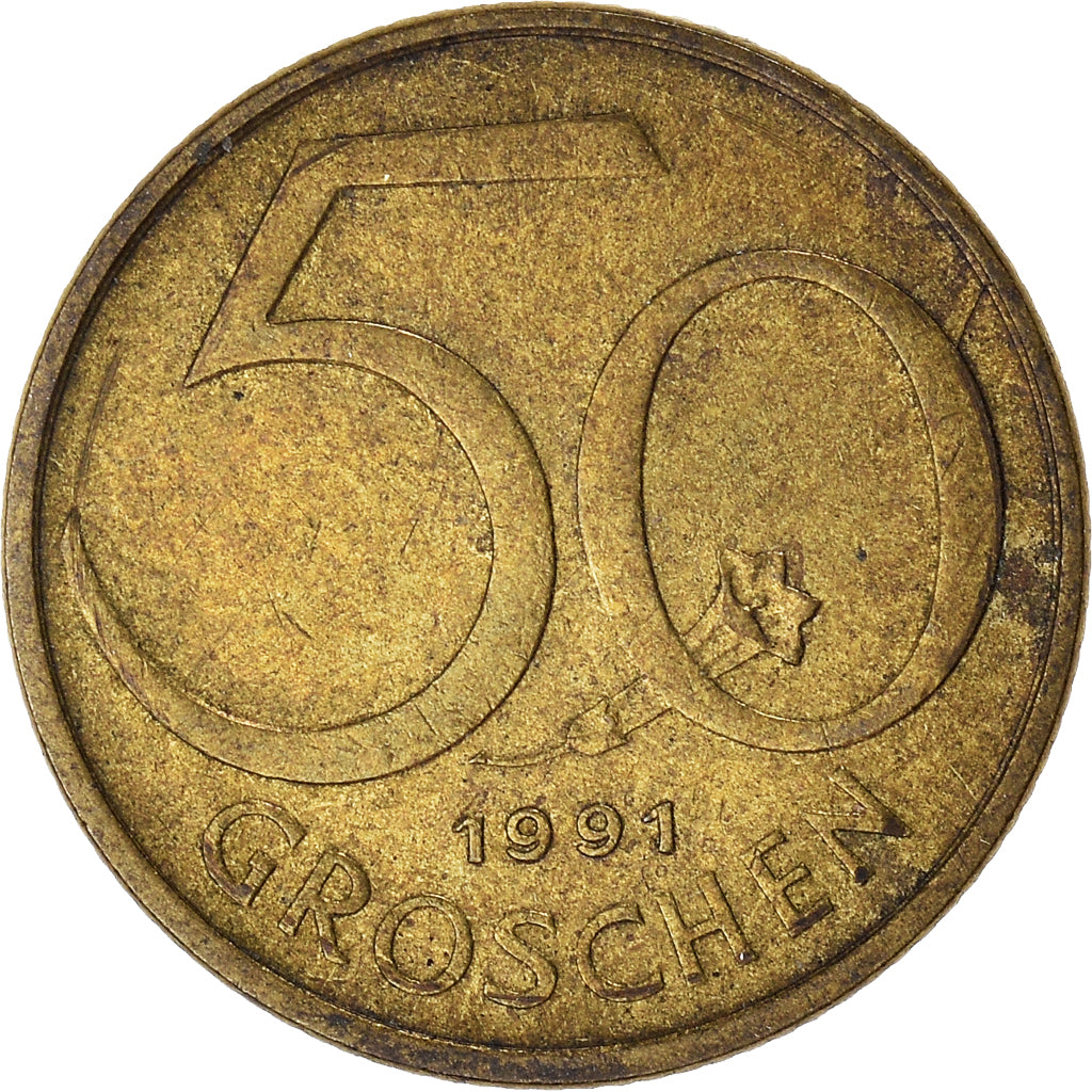 Coin, Austria, 50 Groschen, 1991