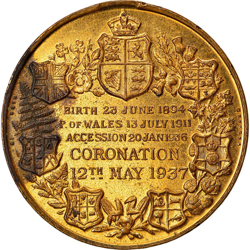 Reino Unido, Medal, Edward VIII, Coronation, História, 1937, VF(30-35), Cobre