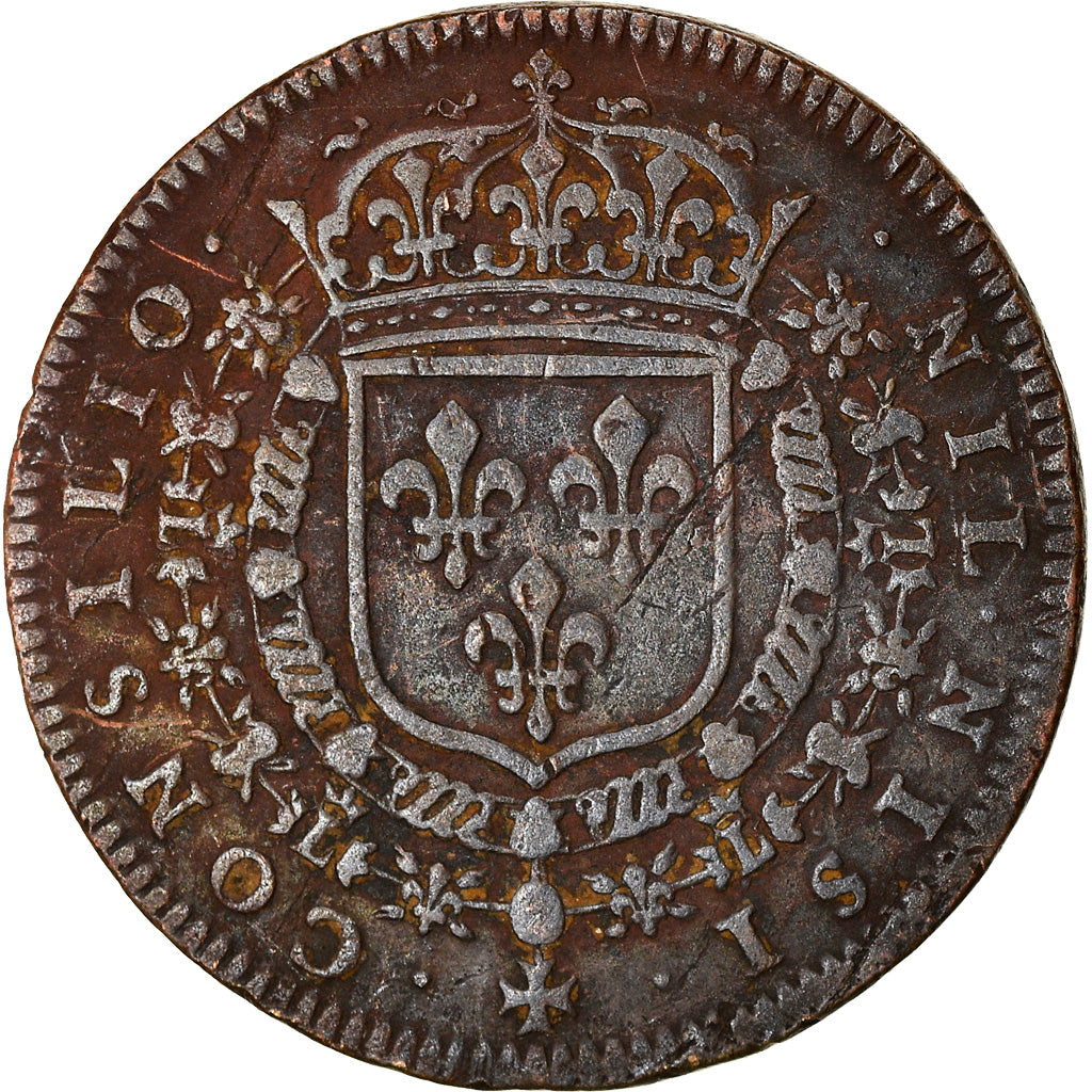 France, Jeton, Louis XIV, Conseil du Roi, History, 1658, TTB, Cuivre