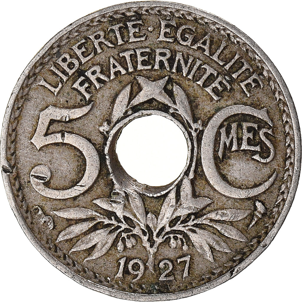 Moneta, Francja, 5 Centimes, 1927