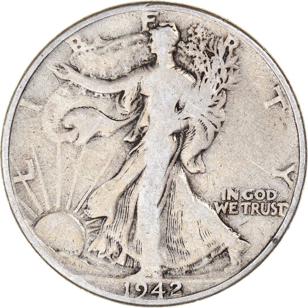 Coin, United States, Walking Liberty Half Dollar, Half Dollar, 1942, U.S. Mint