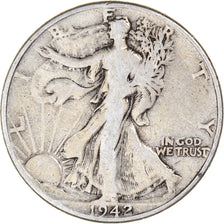 Coin, United States, Walking Liberty Half Dollar, Half Dollar, 1942, U.S. Mint