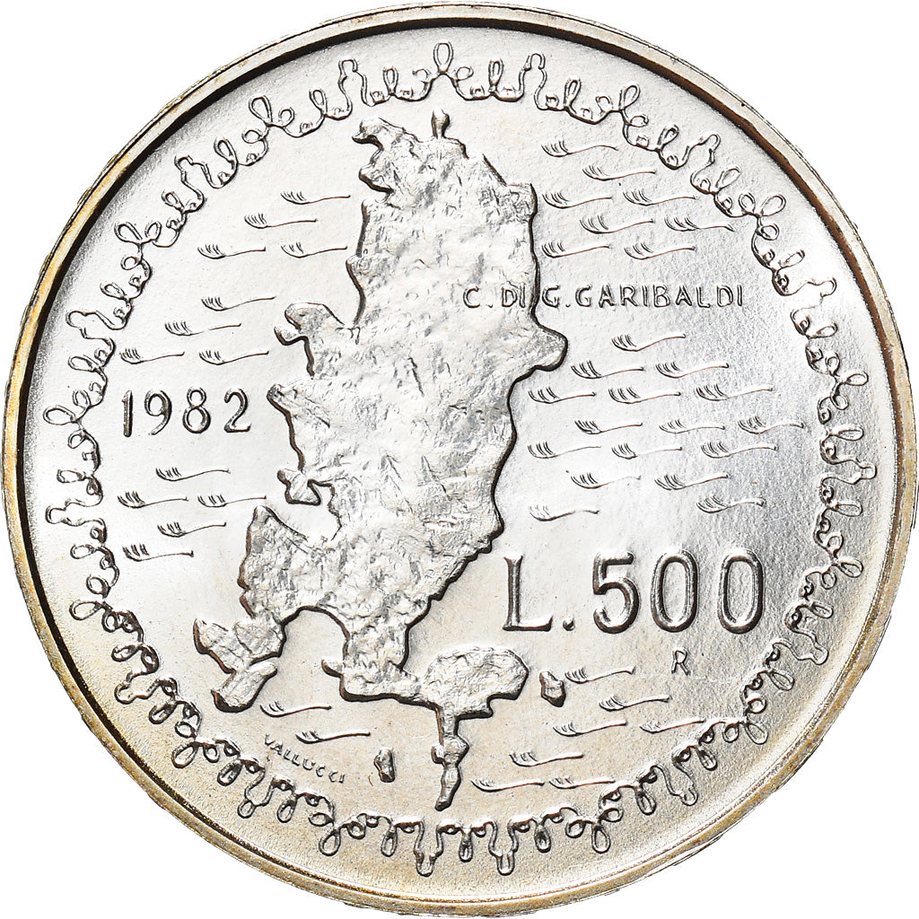 Monnaie, Italie, 500 Lire, 1982, Rome, 100th Anniversary - Death of Giuseppe