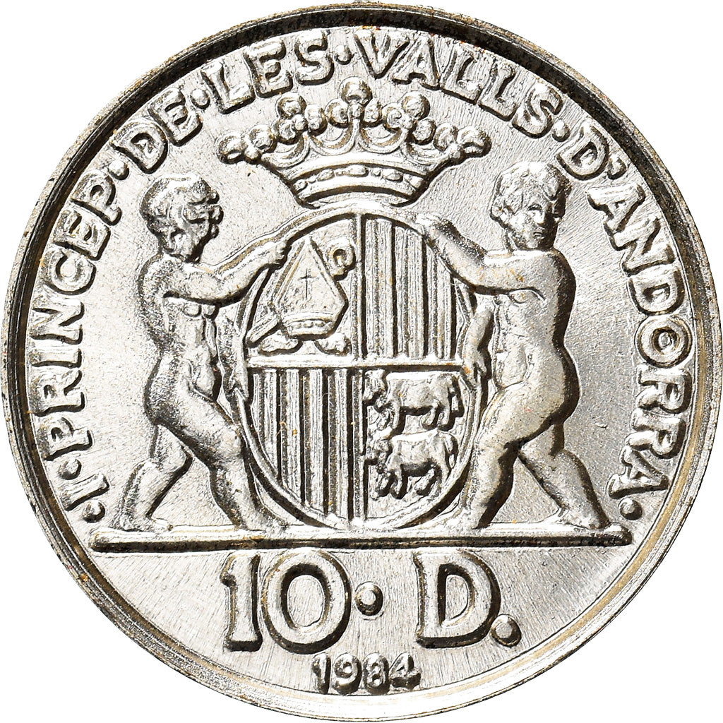 Coin, Andorra, 10 Diners, 1984, MS(63), Cast Silver, KM:17