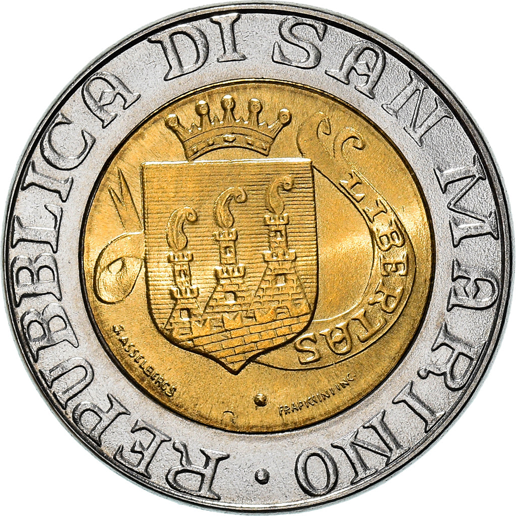 Munten, San Marino, 500 Lire, 1989, UNC, Bi-Metallic, KM:239