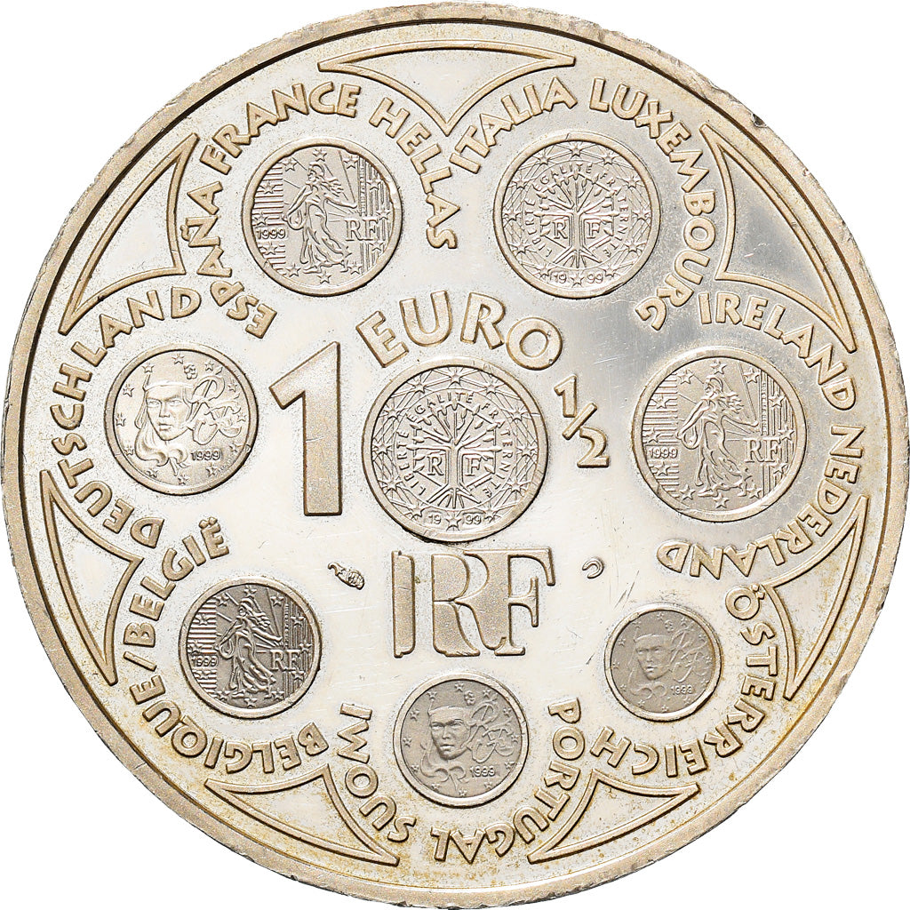 France, 1-1/2 Euro, Europa, 2002, Paris, BE, MS(63), Silver, Gadoury:EU11