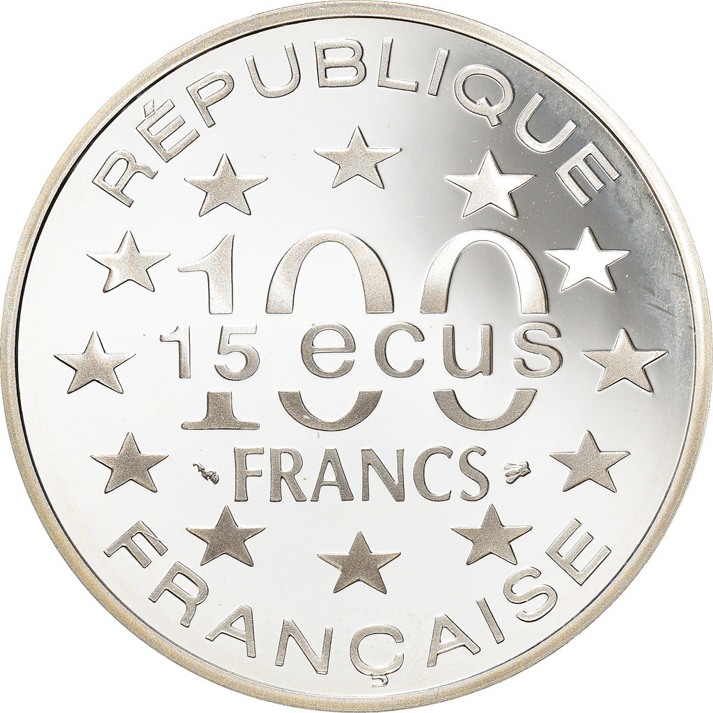 Moneda, Francia, Parthénon, 100 Francs-15 Ecus, 1995, BE, FDC, Plata, KM:1114
