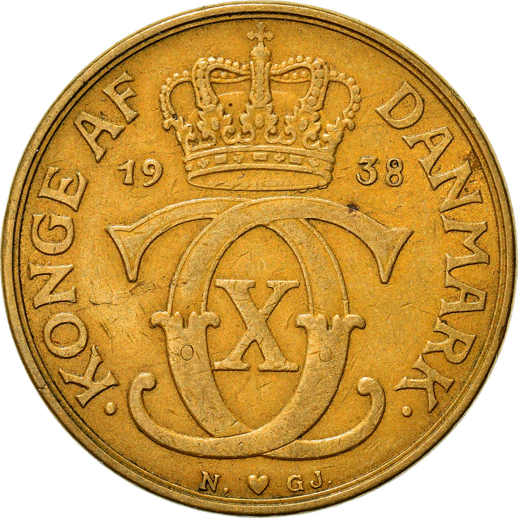 Coin, Denmark, Christian X, 2 Kroner, 1938, Copenhagen, EF(40-45)