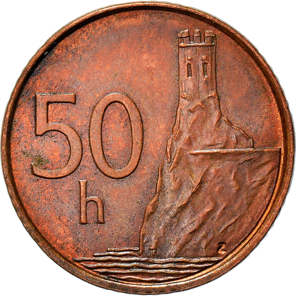 Moneta, Słowacja, 50 Halierov, 2003, VF(30-35), Miedź platerowana stalą