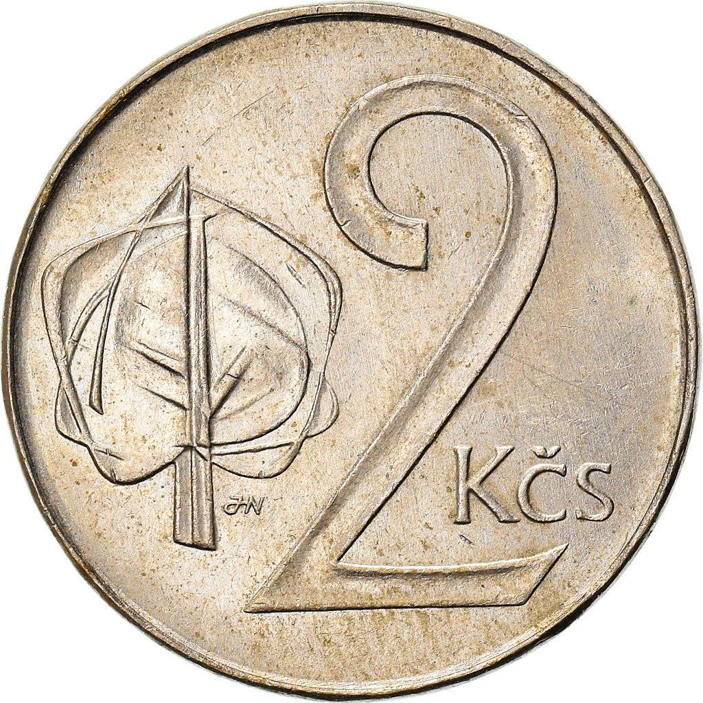 Coin, Czechoslovakia, 2 Koruny, 1991, EF(40-45), Copper-nickel, KM:148