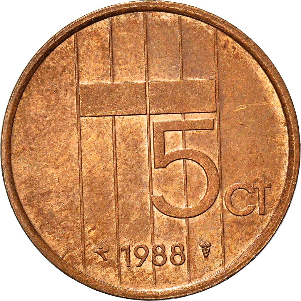 Munten, Nederland, Beatrix, 5 Cents, 1988, FR, Bronze, KM:202