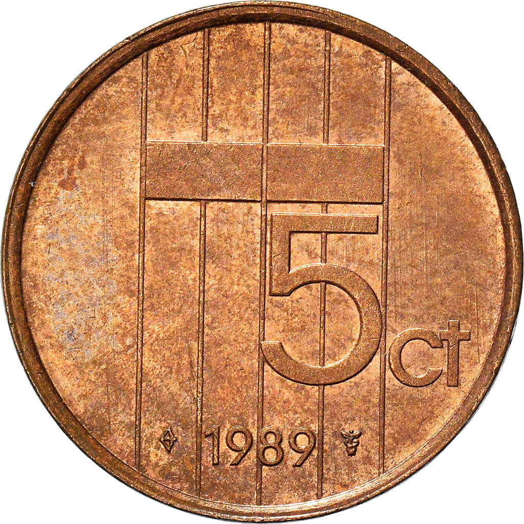 Munten, Nederland, Beatrix, 5 Cents, 1989, FR+, Bronze, KM:202