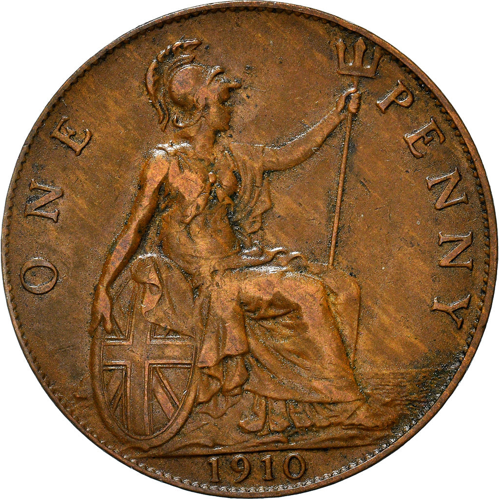 Coin, Great Britain, Edward VII, Penny, 1910, EF(40-45), Bronze, KM:794.2