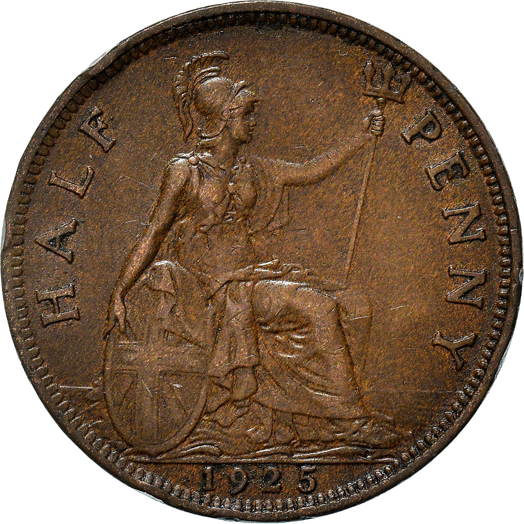 Coin, Great Britain, George V, 1/2 Penny, 1925, EF(40-45), Bronze, KM:809