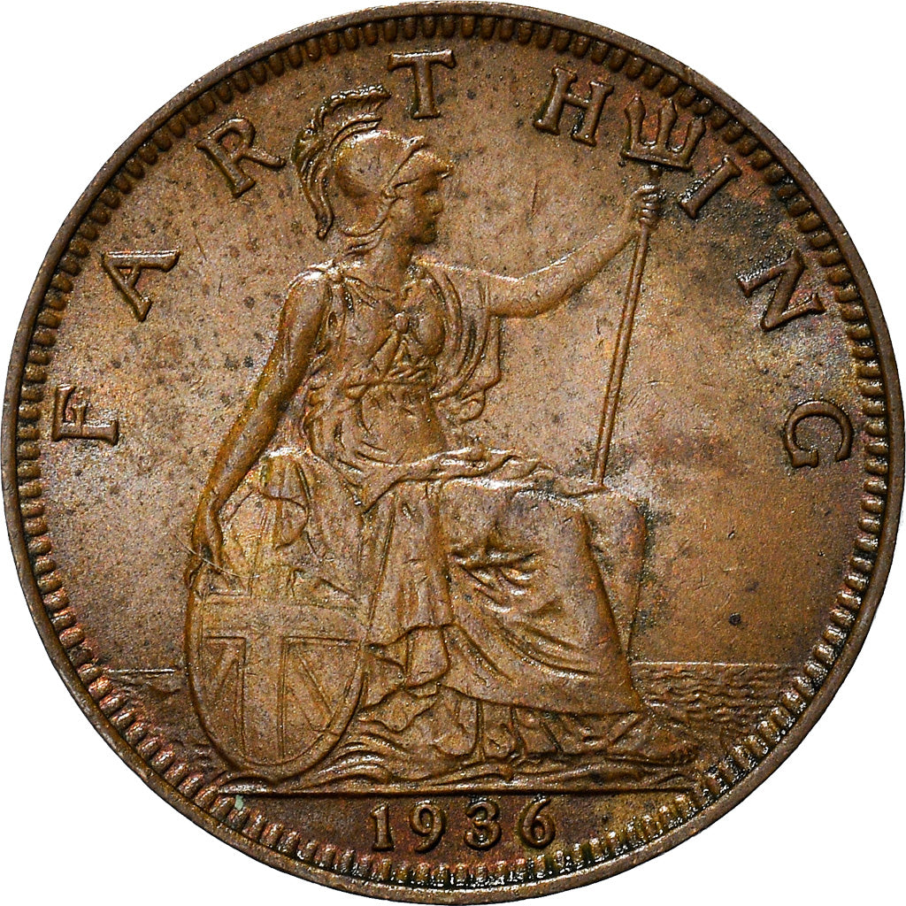 Coin, Great Britain, George V, Farthing, 1936, AU(55-58), Bronze, KM:825