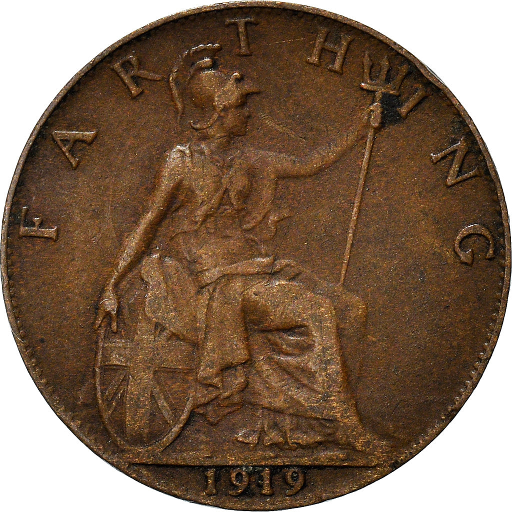 Coin, Great Britain, George V, Farthing, 1919, VF(30-35), Bronze, KM:808.2