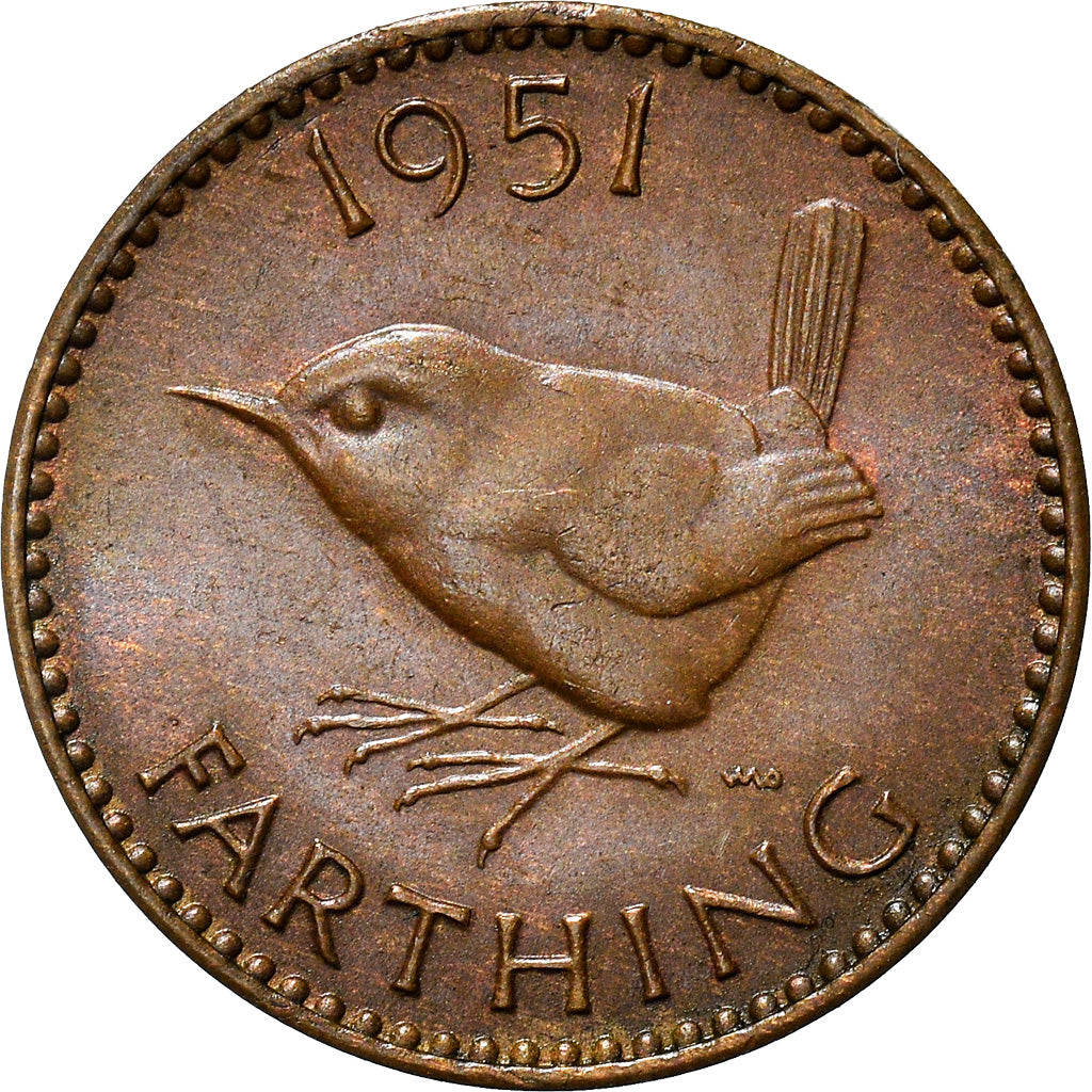 Coin, Great Britain, George VI, Farthing, 1951, AU(50-53), Bronze, KM:867