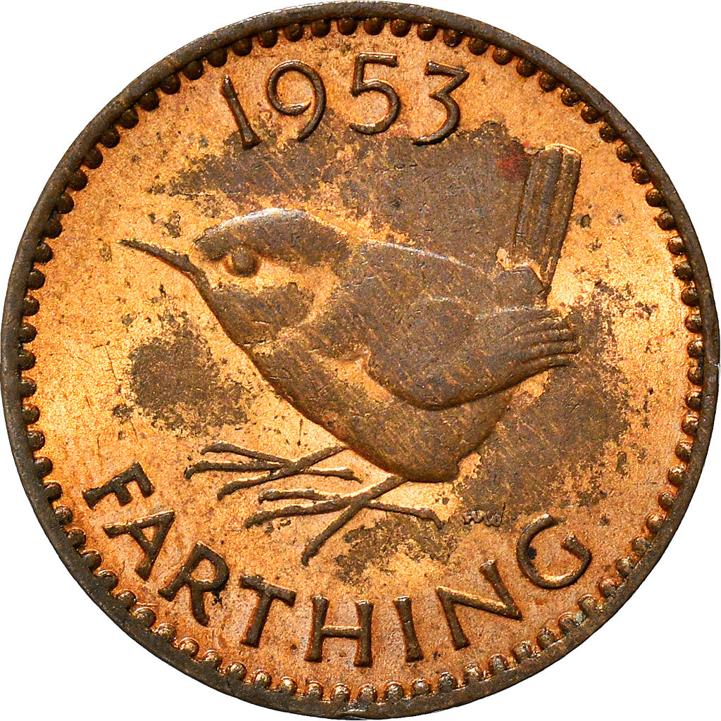 Coin, Great Britain, Elizabeth II, Farthing, 1953, VF(20-25), Bronze, KM:881