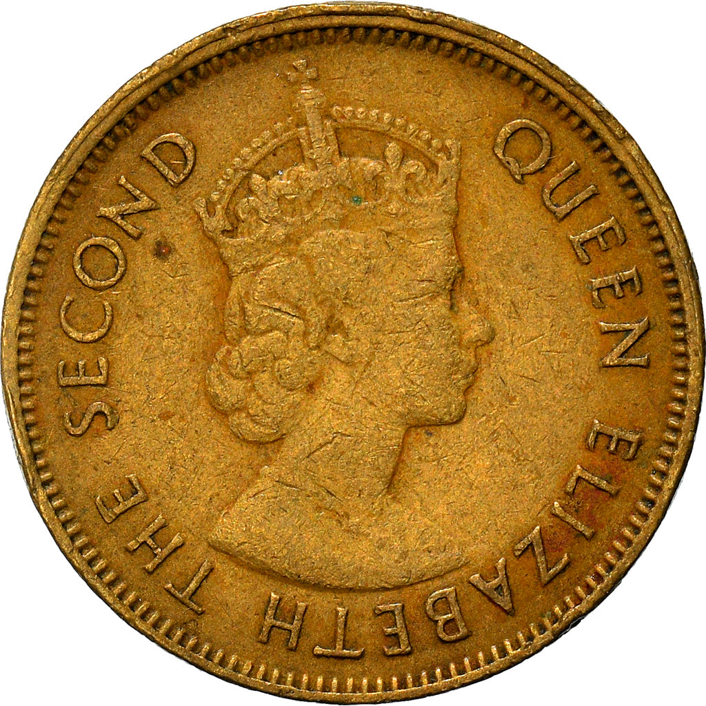 Moneda, Hong Kong, Elizabeth II, 10 Cents, 1964, BC+, Níquel - latón, KM:28.1