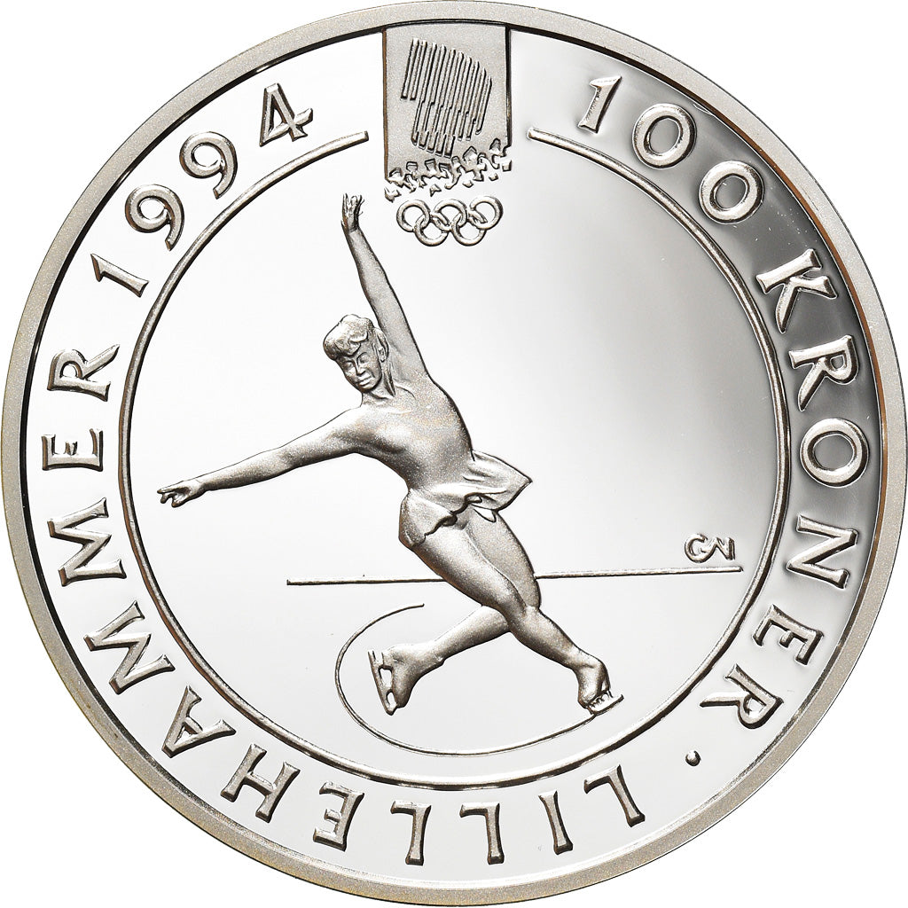 Monnaie, Norvège, Harald V, 100 Kroner, 1993, BE, FDC, Argent, KM:449