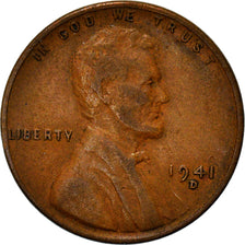 Moneta, Stati Uniti, Lincoln Cent, Cent, 1941, U.S. Mint, Denver, BB, Bronzo