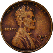 Moneda, Estados Unidos, Lincoln Cent, Cent, 1942, U.S. Mint, Denver, BC+