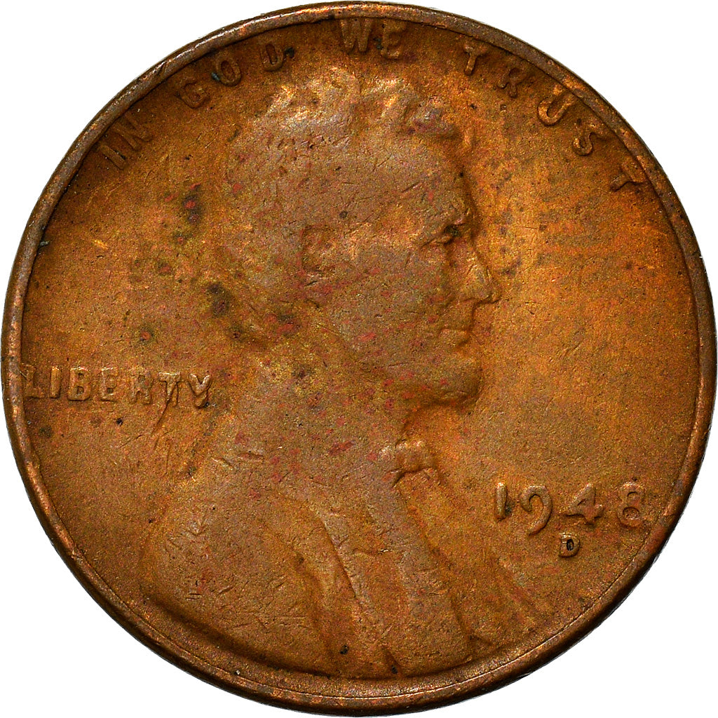 Coin, United States, Lincoln Cent, Cent, 1948, U.S. Mint, Denver, VF(20-25)