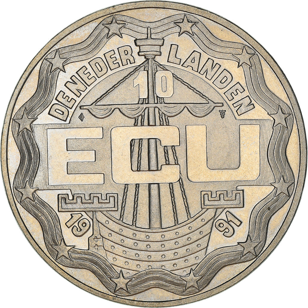 Pays-Bas, Jeton, 10 Ecu Erasmus, 1991, FDC, Copper-nickel