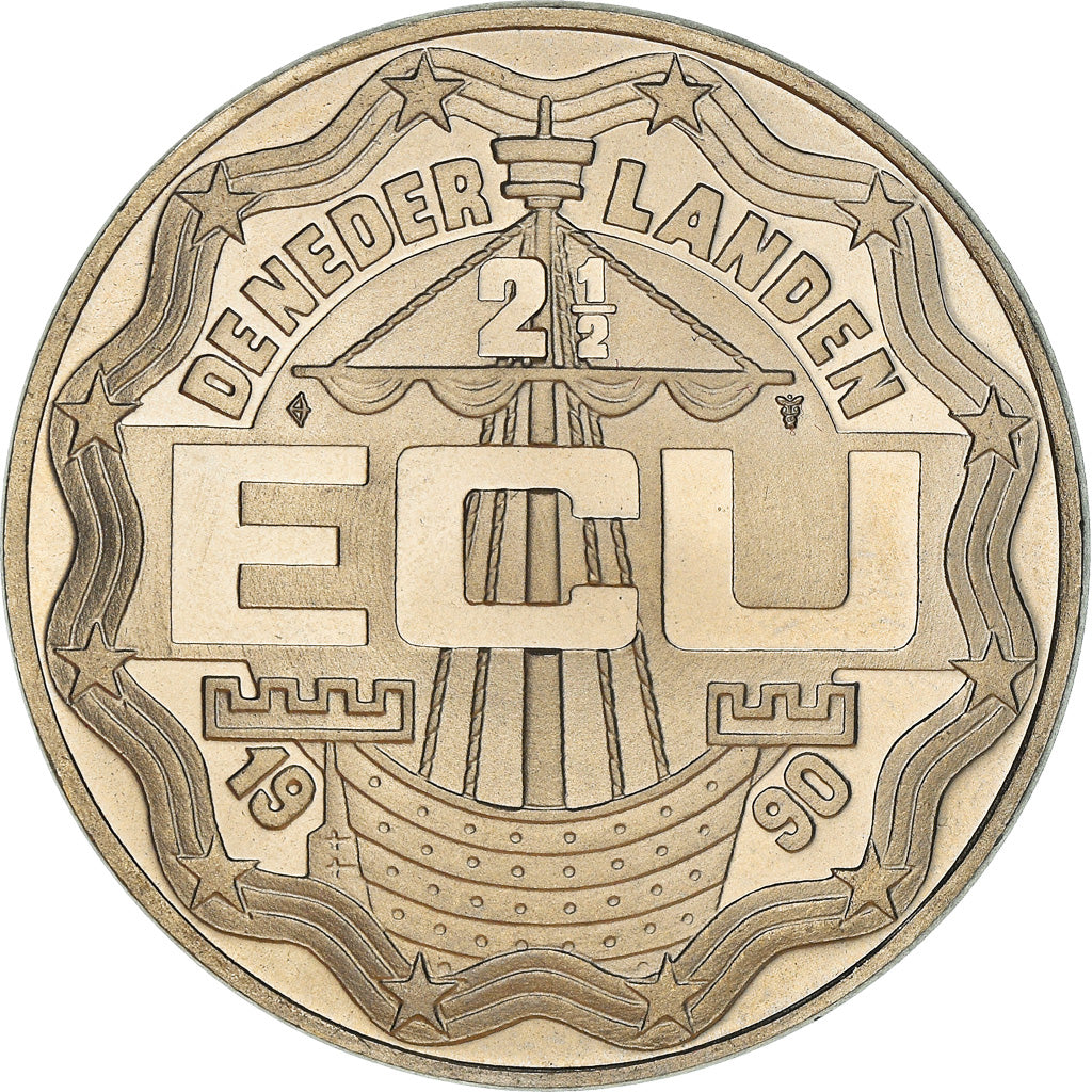 Münze, Niederlande, 2-1/2 ECU, 1990, Beatrix Geert Groote, STGL, Nickel Silver