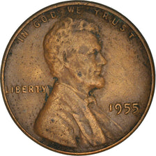 Coin, United States, Lincoln Cent, Cent, 1955, U.S. Mint, Philadelphia