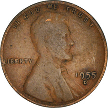 Coin, United States, Lincoln Cent, Cent, 1955, U.S. Mint, Denver, VF(20-25)
