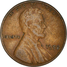 Monnaie, États-Unis, Lincoln Cent, Cent, 1958, U.S. Mint, Philadelphie, TTB