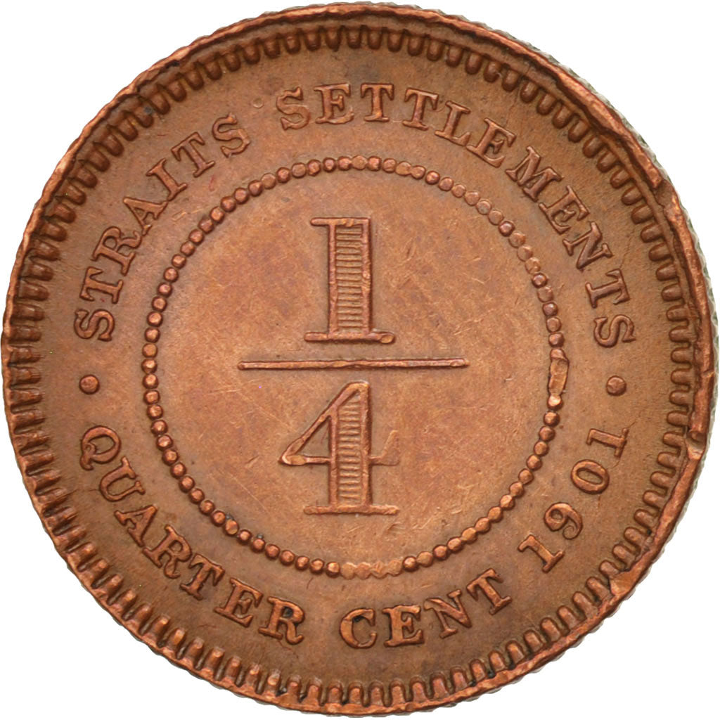 Moneta, Insediamenti dello Stretto, Victoria, 1/4 Cent, 1901, BB+, Bronzo, KM:14