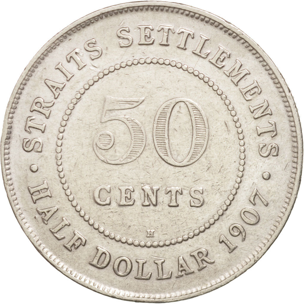 Coin, Straits Settlements, Edward VII, 50 Cents, 1907, VF(30-35), Silver, KM:24