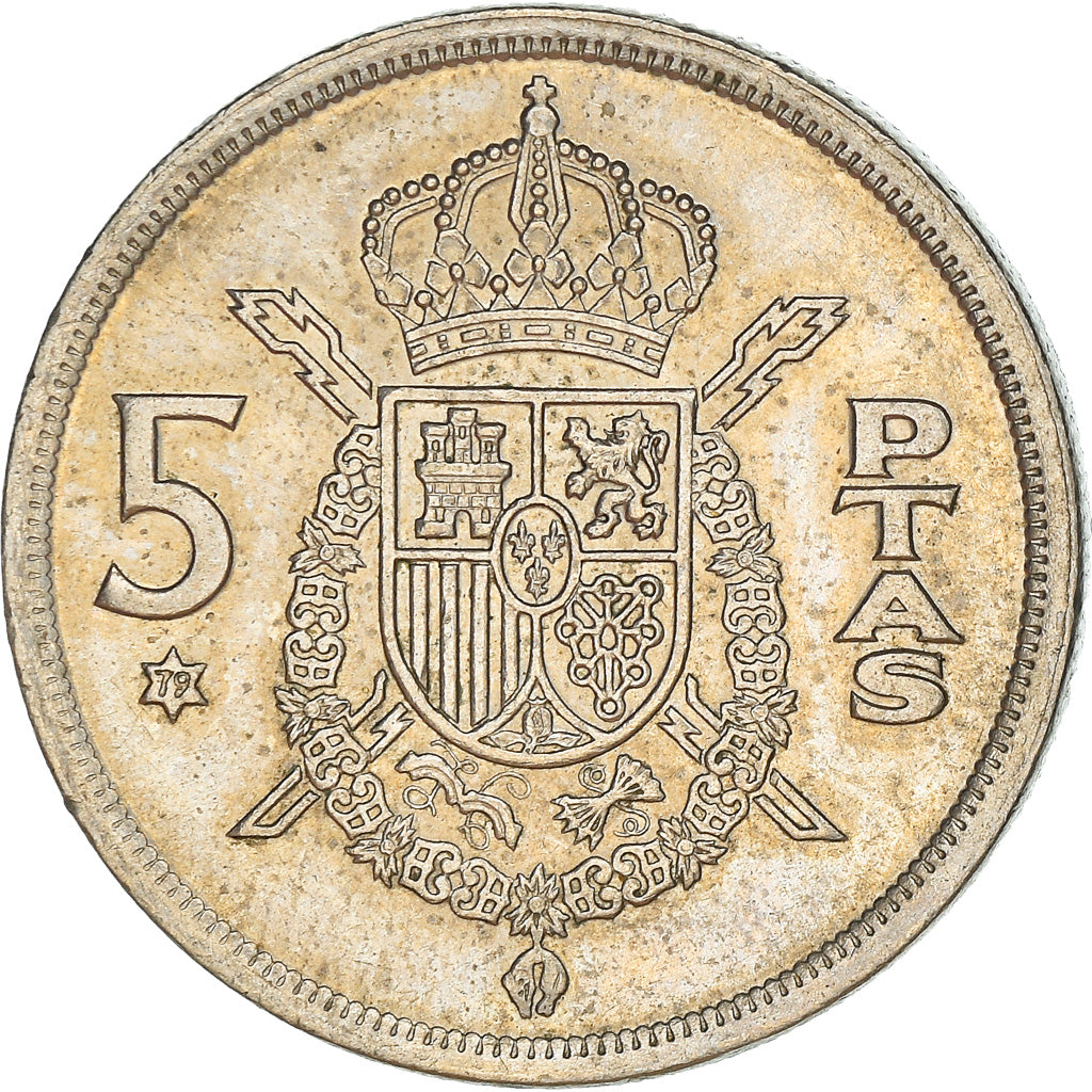 Moneta, Hiszpania, Juan Carlos I, 5 Pesetas, 1979, EF(40-45), Miedź-Nikiel