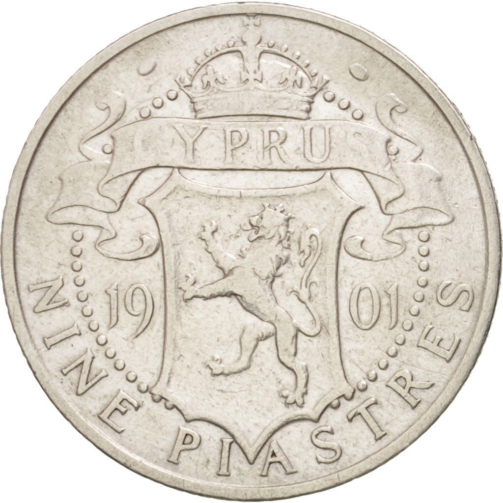 Moneta, Cipro, 9 Piastres, 1901, MB+, Argento, KM:6
