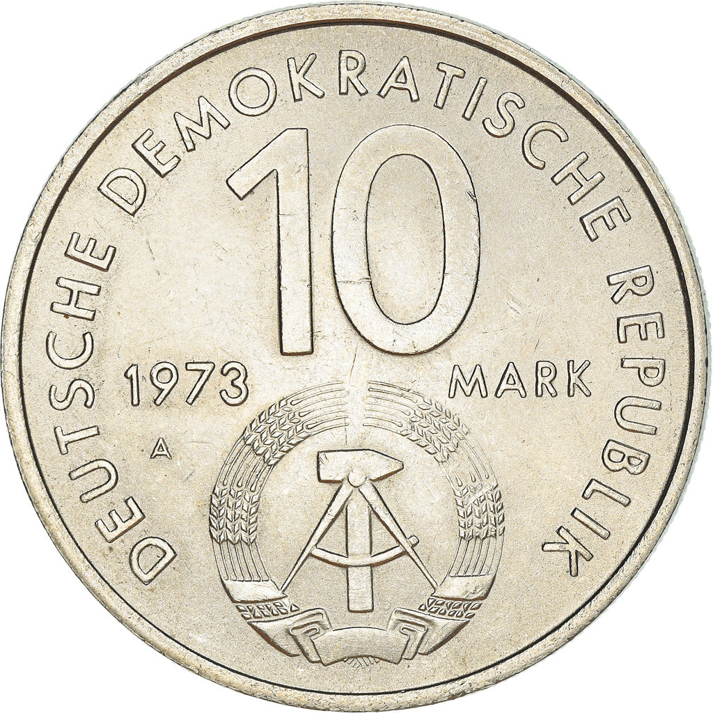 Coin, GERMAN-DEMOCRATIC REPUBLIC, 10 Mark, 1973, Berlin, AU(50-53)