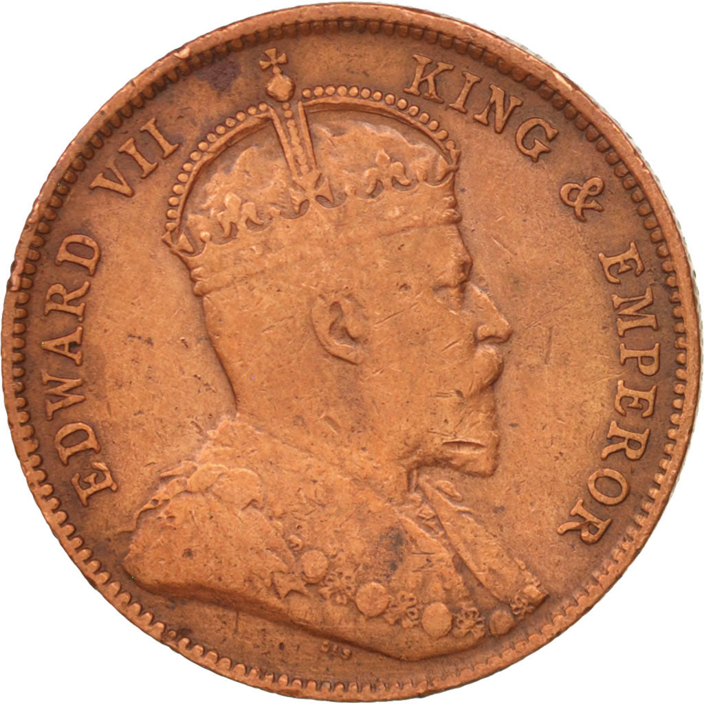 Insediamenti dello Stretto, Edward VII, 1/2 Cent, 1908, MB+, Bronzo, KM:18