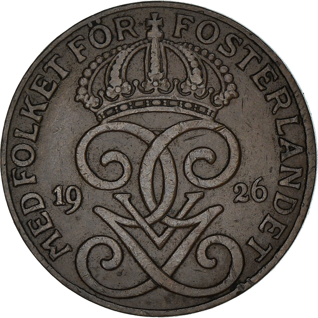 Coin, Sweden, Gustaf V, 2 Öre, 1926, EF(40-45), Bronze, KM:778