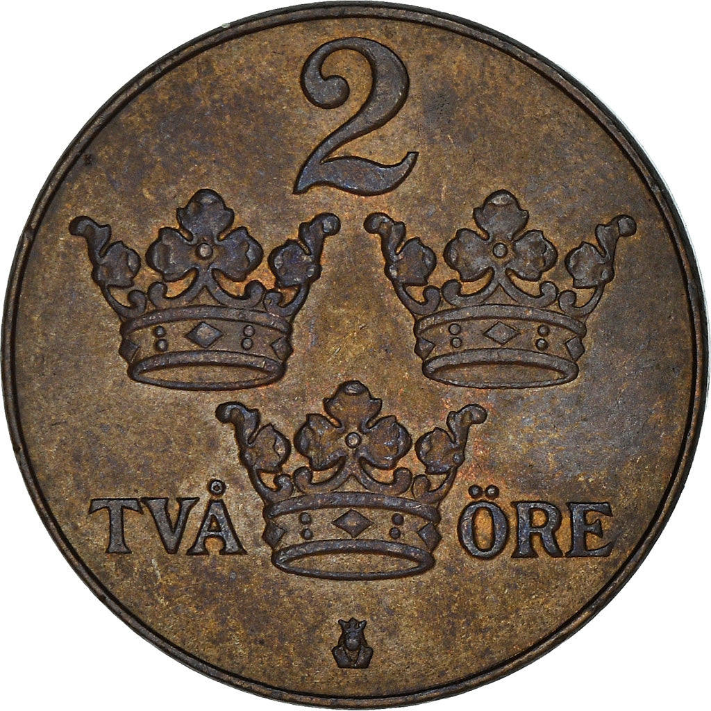 Coin, Sweden, Gustaf V, 2 Öre, 1928, EF(40-45), Bronze, KM:778