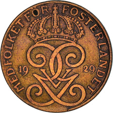 Coin, Sweden, Gustaf V, 2 Öre, 1929, VF(30-35), Bronze, KM:778