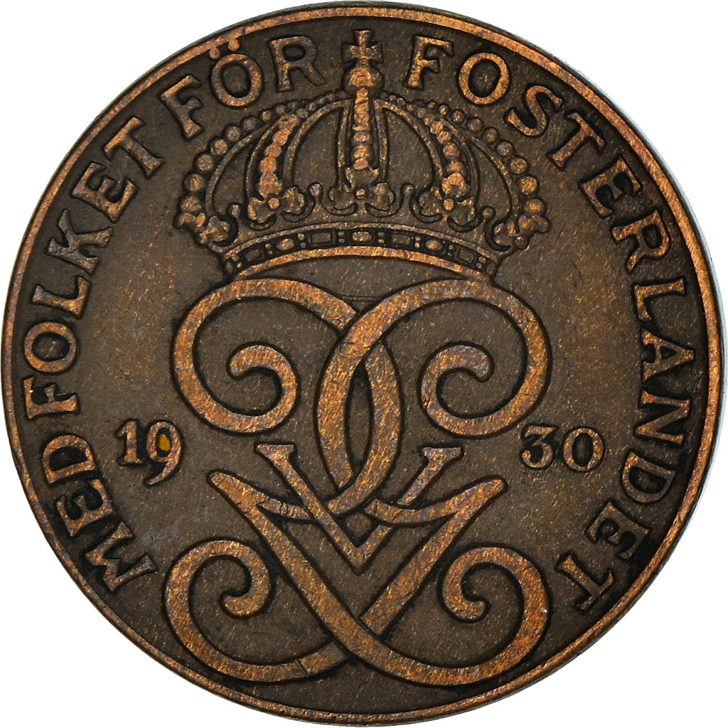 Coin, Sweden, Gustaf V, 2 Öre, 1930, AU(50-53), Bronze, KM:778
