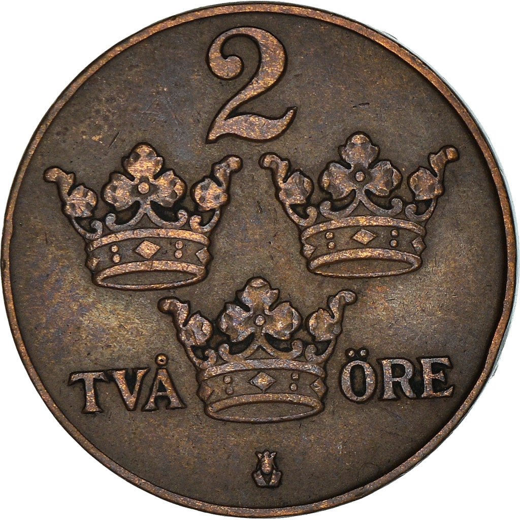 Coin, Sweden, Gustaf V, 2 Öre, 1933, EF(40-45), Bronze, KM:778